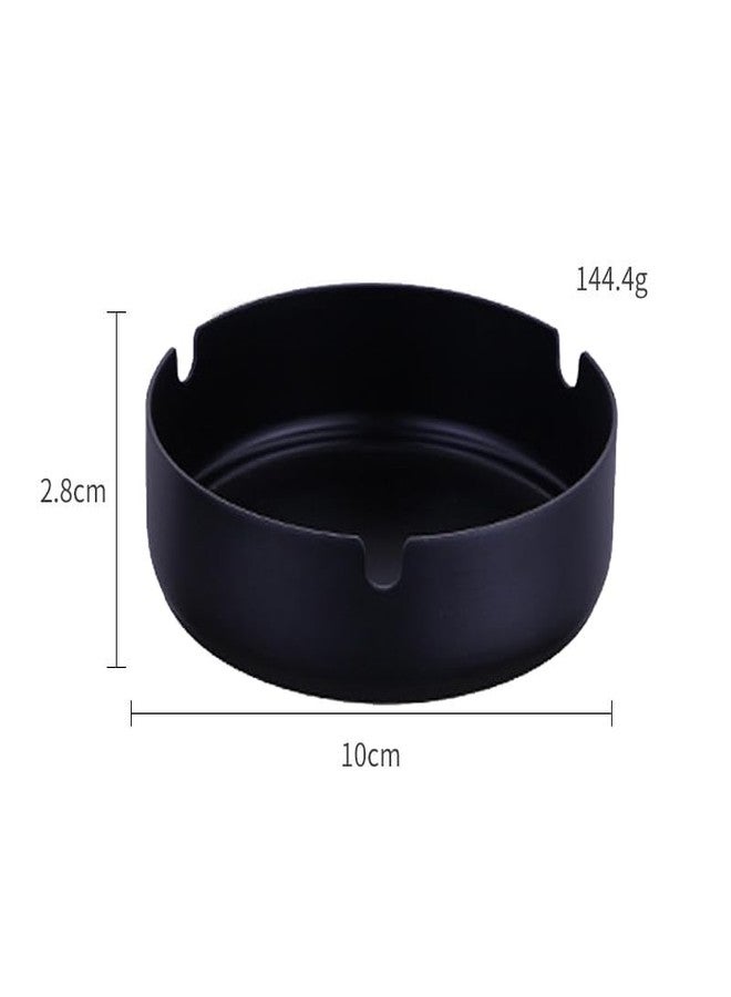 YOKIOU 2pack Black Ashtray Stainless Steel 3.9in Ash Holder for Home Office Hotel (Black) - Image 2