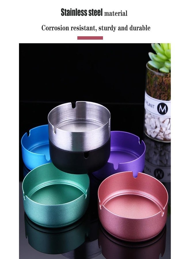 YOKIOU 2pack Black Ashtray Stainless Steel 3.9in Ash Holder for Home Office Hotel (Black) - Image 4