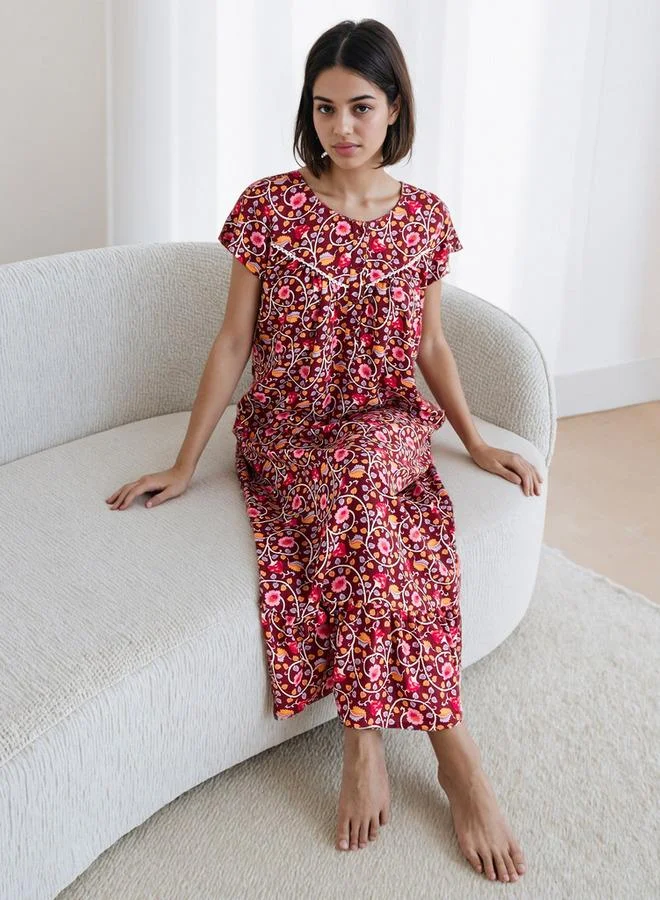 Splash FAV Floral Print Viscose Night Gown