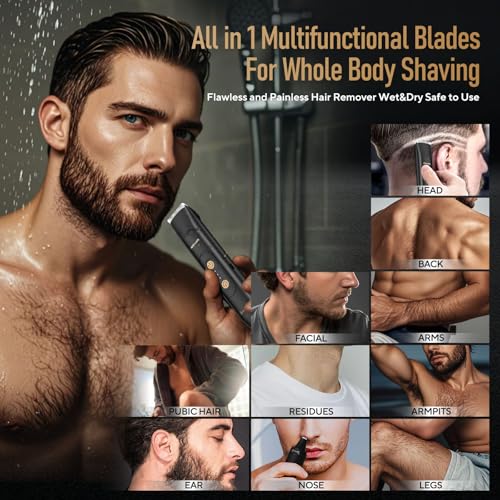 Akunbem Groin & Body Hair Trimmer for Men Bikini Trimmer Women Electric Ball Pubic Shaver IPX7 Waterproof Wet & Dry Use Versatile Shaver for Temple Groin Nose Ear Hairs Beard (Black) - Image 5