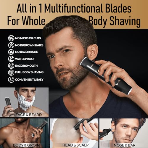 Akunbem Groin & Body Hair Trimmer for Men Bikini Trimmer Women Electric Ball Pubic Shaver IPX7 Waterproof Wet & Dry Use Versatile Shaver for Temple Groin Nose Ear Hairs Beard (Black) - Image 3