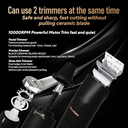 Akunbem Groin & Body Hair Trimmer for Men Bikini Trimmer Women Electric Ball Pubic Shaver IPX7 Waterproof Wet & Dry Use Versatile Shaver for Temple Groin Nose Ear Hairs Beard (Black) - Image 2