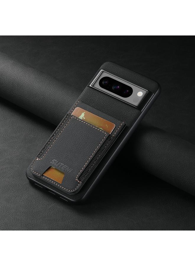 سوتين جراب لهاتف Google Pixel 7a H03 مصنوع من جلد الليتشي مع حامل للبطاقات في الخلف - Image 2