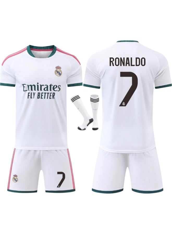 ريال مدريد طقم قميص ريال مدريد لكرة القدم 2026-2027، رونالدو رقم 7، قميص وشورت قصير الأكمام مع جوارب، مقاسات متعددة - Image 1