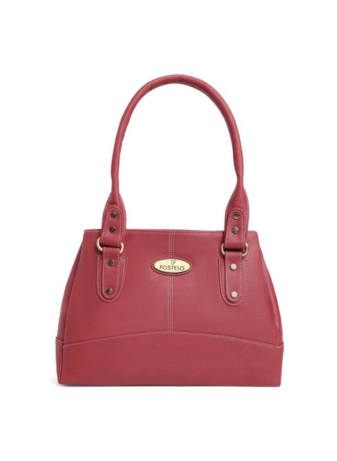 Fostelo Fostelo Women's Vegan Leather Birdie Handbags Shoulder Hobo Bag Ladies Purse (Maroon) (Large)  - Image 1
