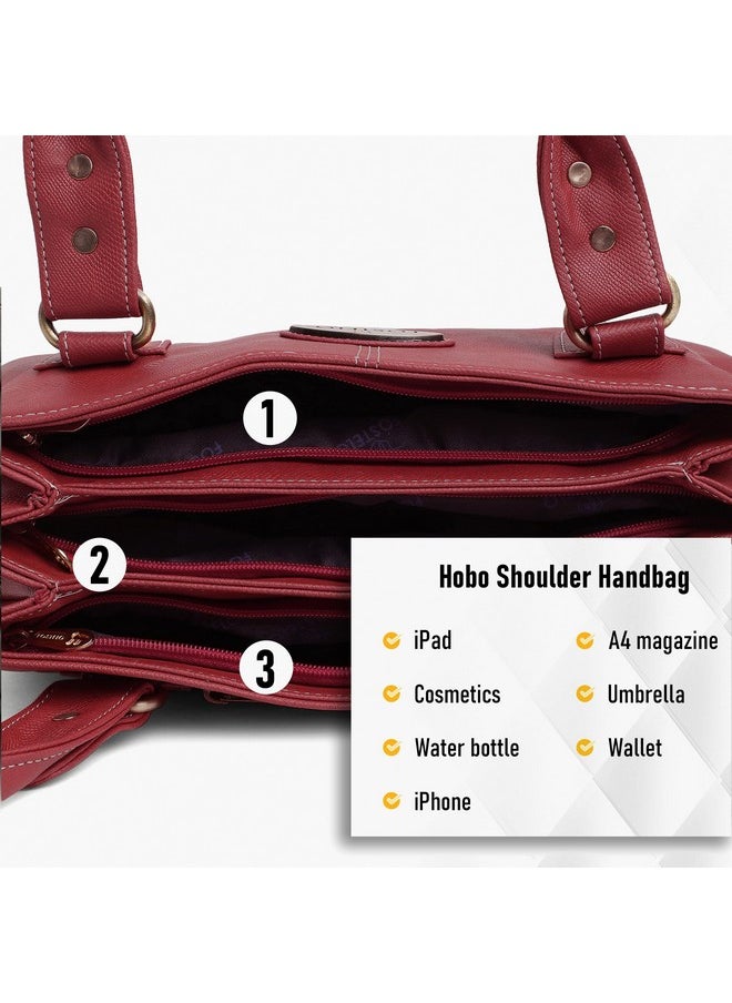 Fostelo Fostelo Women's Vegan Leather Birdie Handbags Shoulder Hobo Bag Ladies Purse (Maroon) (Large)  - Image 5