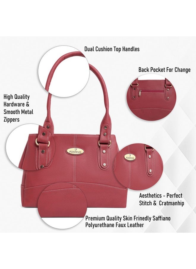 Fostelo Fostelo Women's Vegan Leather Birdie Handbags Shoulder Hobo Bag Ladies Purse (Maroon) (Large)  - Image 2