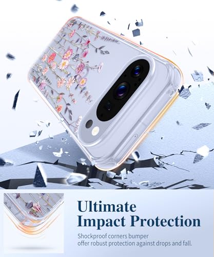 GVIEWIN for Google Pixel 10 Case/Pixel 10 Pro Case with Screen Protector, [Military Grade Drop Protection] Non Yellowing Clear Floral Slim Phone Cover for Women 2025 6.3" (Floratopia/Colorful) - Image 4