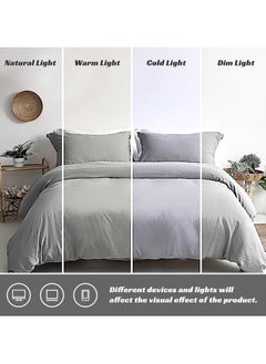 INFOSUN Duvet Cover Set Queen Size 4 Pcs, Include 1 Quilt Cover 200 x 230cm & 2 Pillow Cases 48 x 74cm & 1 Bedsheet 235 x 250cm, Super Soft Quality Cotton Bedding Set, NO Comforter - Haze Grey  - Image 4