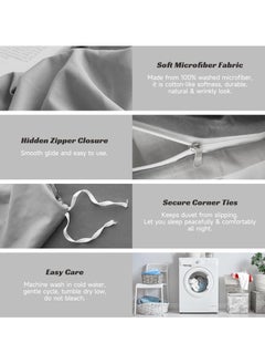 INFOSUN Duvet Cover Set Queen Size 4 Pcs, Include 1 Quilt Cover 200 x 230cm & 2 Pillow Cases 48 x 74cm & 1 Bedsheet 235 x 250cm, Super Soft Quality Cotton Bedding Set, NO Comforter - Haze Grey  - Image 5