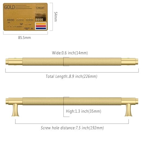 Coinkoly 10 Pack 712192mm Gold Cabinet Pulls Knurled Kitchen Cabinet Handles Matte Gold Drawer Pulls Cupboard Hardware for Cabinets CK0029 - Image 3