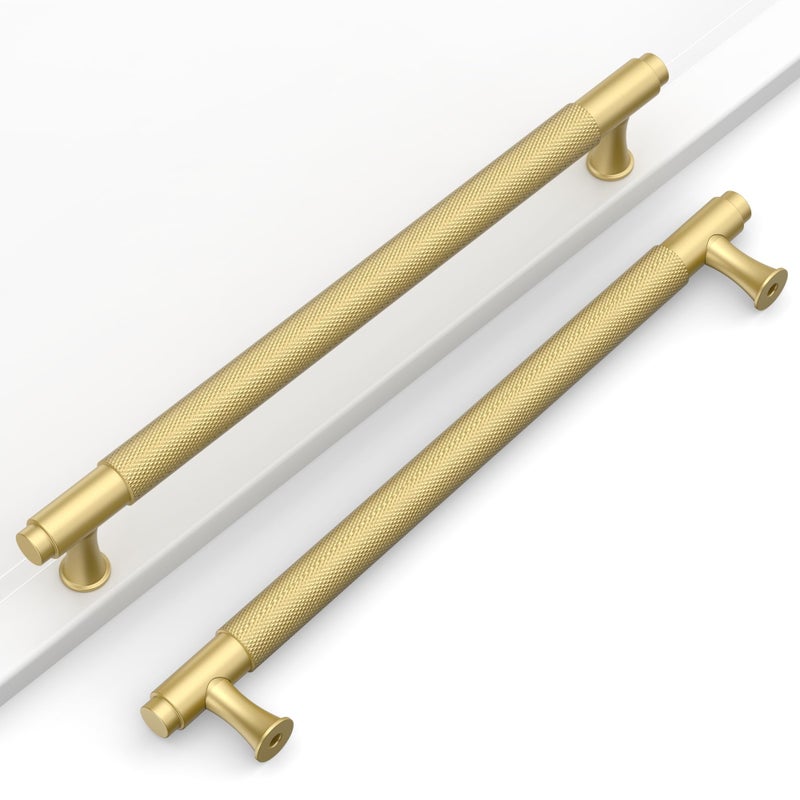 Coinkoly 10 Pack 712192mm Gold Cabinet Pulls Knurled Kitchen Cabinet Handles Matte Gold Drawer Pulls Cupboard Hardware for Cabinets CK0029 - Image 2