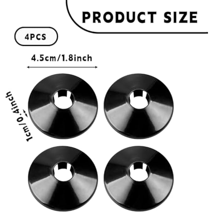 4PCS BLACK PLASTIC RADIATOR PIPE COVERS,15MM HOLE COLLARS FOR RADIATOR,WALL PIPE TUBE DECORATION - Image 3