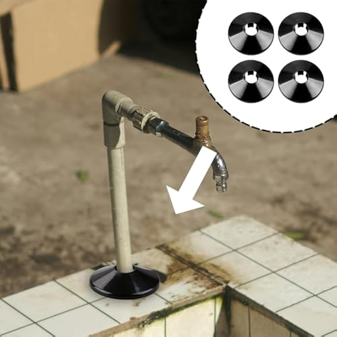 4PCS BLACK PLASTIC RADIATOR PIPE COVERS,15MM HOLE COLLARS FOR RADIATOR,WALL PIPE TUBE DECORATION - Image 2