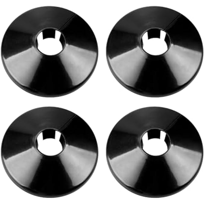 4PCS BLACK PLASTIC RADIATOR PIPE COVERS,15MM HOLE COLLARS FOR RADIATOR,WALL PIPE TUBE DECORATION - Image 1
