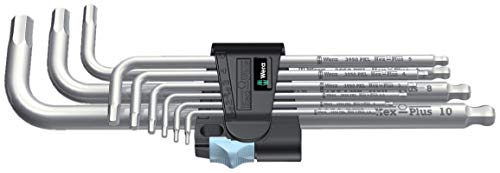 Wera 5022720001 Stainless 3950 PKL9 Ballpoint Metric HexPlus Ergonomic LKey Set with TwoComponent Storage Clip 9Piece - Image 1