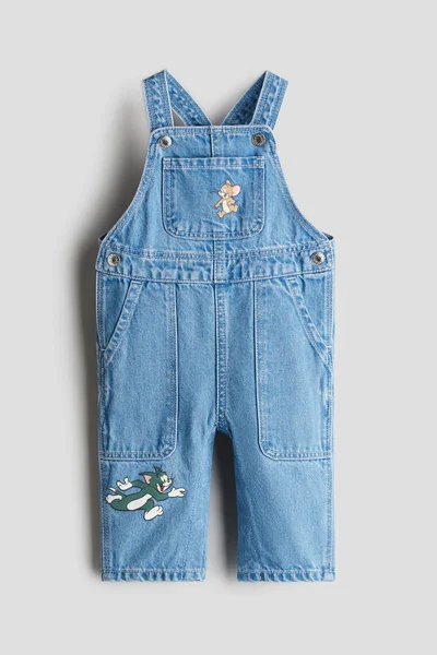 H&M Printed Denim Dungarees