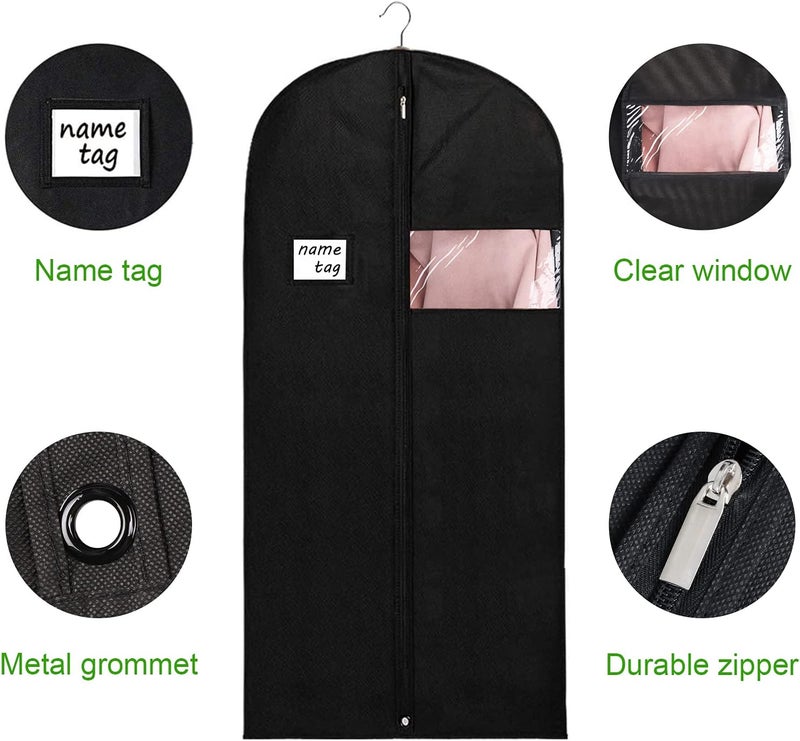 KEEGH Garment Bags for Hanging Clothes 60" (Set of 10) Dress Bags for Gowns Long Dress Bags for Closet Storage with Zipper and Eye-Hole for Folding for Suit Coats Dresses, Black - Image 2