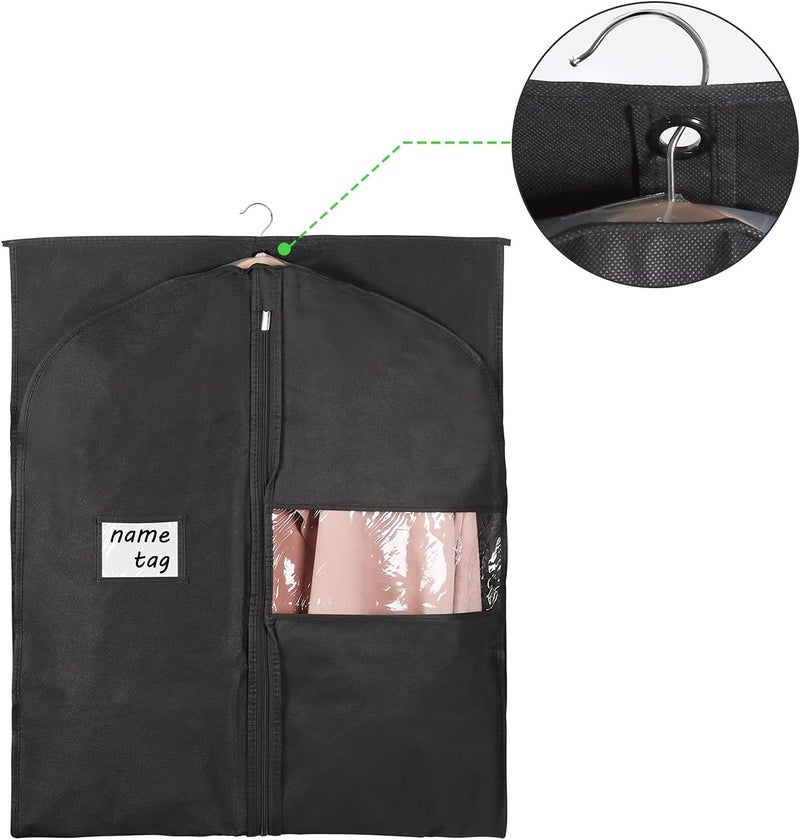 KEEGH Garment Bags for Hanging Clothes 60" (Set of 10) Dress Bags for Gowns Long Dress Bags for Closet Storage with Zipper and Eye-Hole for Folding for Suit Coats Dresses, Black - Image 3