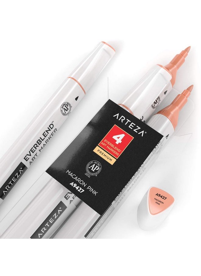 ARTEZA - Everblend Art Markers Macaron Pink A9427 (Set Of 4) Alcohol Based Sketch Markers With Dual Tips (Fine And Broad Chisel) For Painting Coloring Sketching And Drawing - Image 1