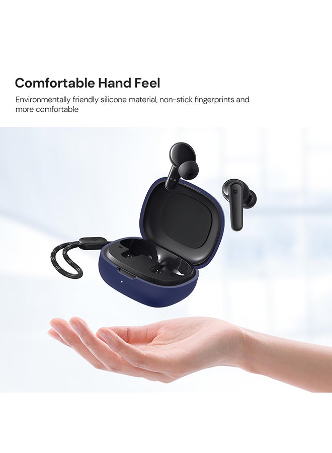 O Ozone Silicone Case For Anker Soundcore P20i Case with Keychain, Soft Silicone Full-Body Shockproof Protective Skin Headphone Cover for Men Women- Dark Blue  - Image 2