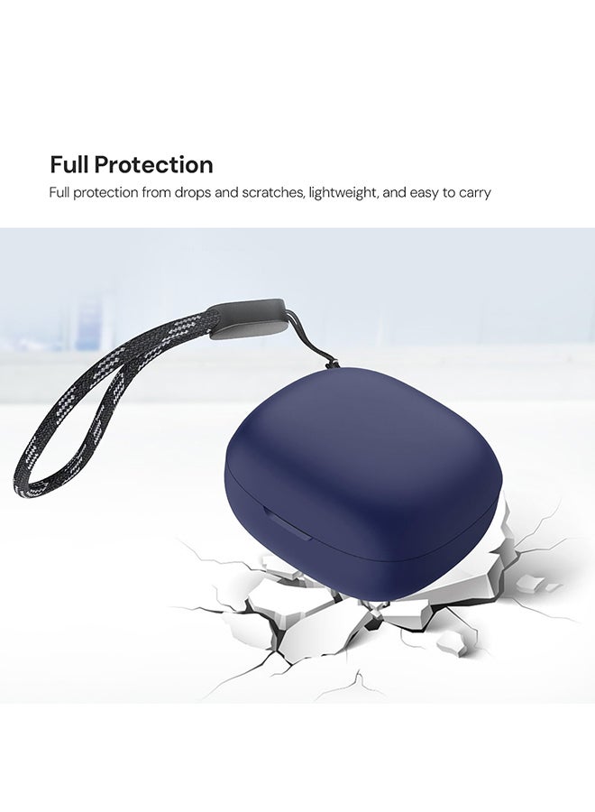 O Ozone Silicone Case For Anker Soundcore P20i Case with Keychain, Soft Silicone Full-Body Shockproof Protective Skin Headphone Cover for Men Women- Dark Blue  - Image 3