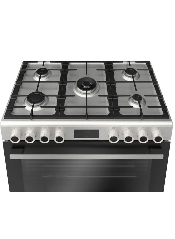 Bosch Serie 6 Freestanding Gas Cooker, 90 cm, 5 Burners, Stainless Steel, XXL Oven 147L, Catalytic Cleaning, Rotisserie – HGP3I8W50S HGP3I8W50S Stainless steel - Image 2