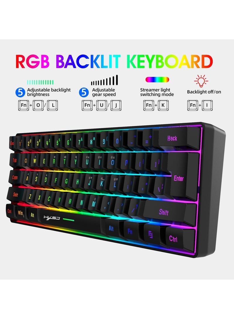 61 Keys RGB Gaming Keyboard 60% Mini Wired Waterproof For Gamer  - Image 4