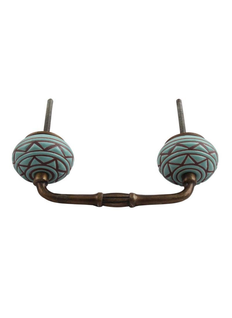 Indian-Shelf IndianShelf 1 Pack Ceramic Door Handles for Cabinets and Drawers Green Dresser Pulls for Door Antique Hardware 8 Hole to Hole BH209CK1381 
