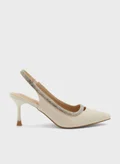 Ella Limited Edition Diamante Trim Slingback Kitten Pointed Pump