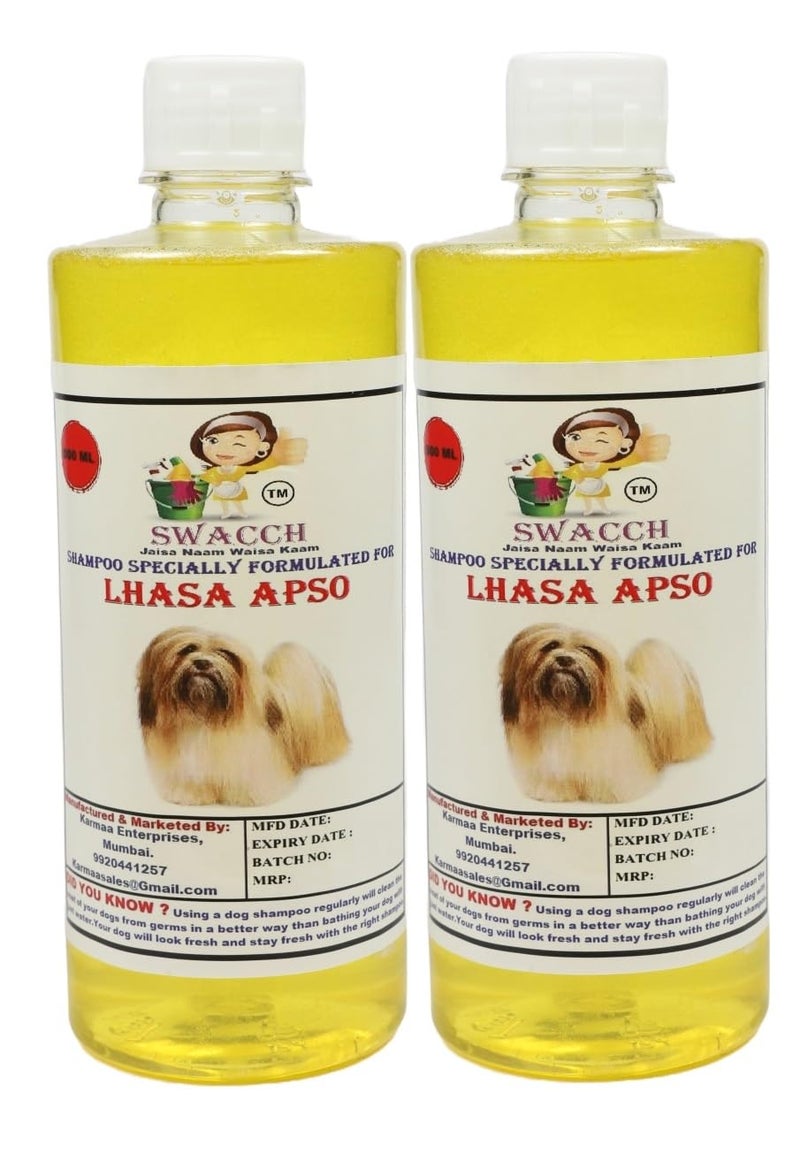 swacch Lhasa Apso Dog Shampoo + Dumbbell Toy I Durable Rubber Dog Toy for Chewing I Playing,Teeth Cleaning & Training Toy I Combo Pack I 500ml Pack of 2 Lemon - Image 2