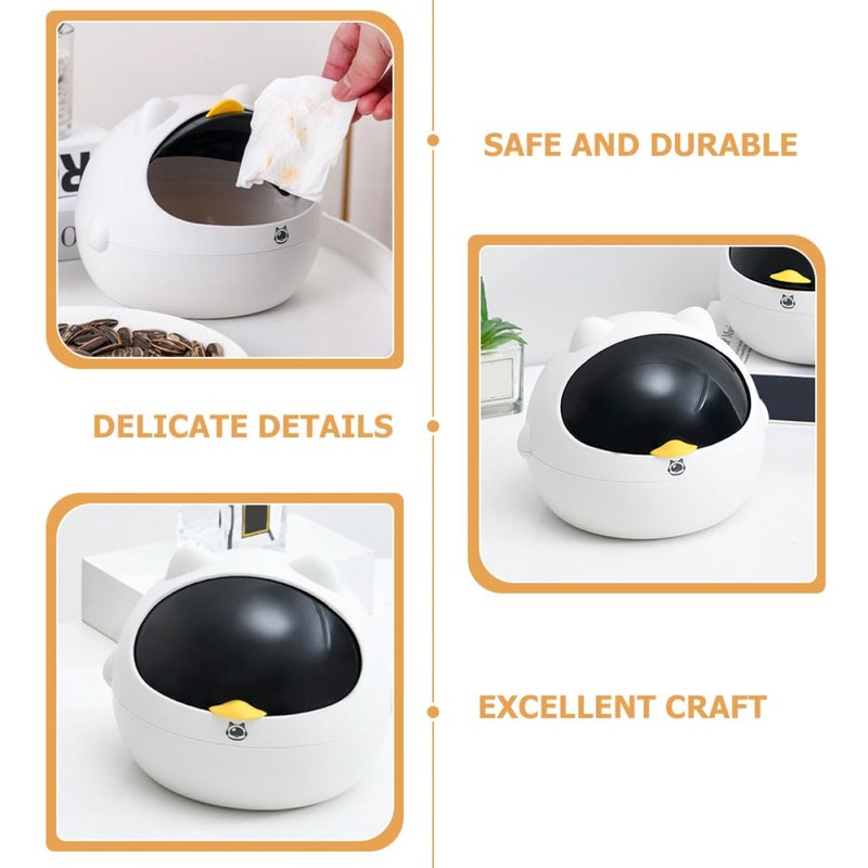 Small Cat Desktop Trash Can Cute Animal Shape Wastebasket For Office Home Decor - Image 5