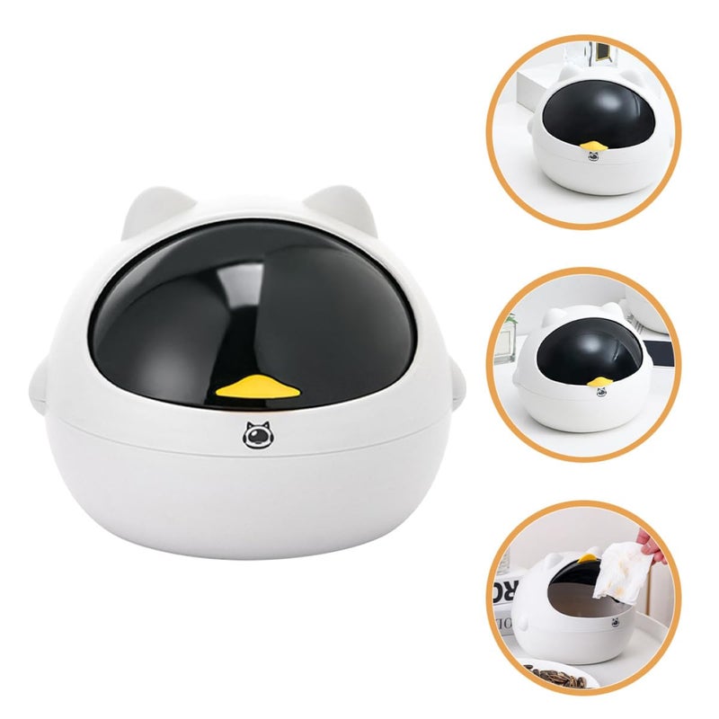 Small Cat Desktop Trash Can Cute Animal Shape Wastebasket For Office Home Decor - Image 4