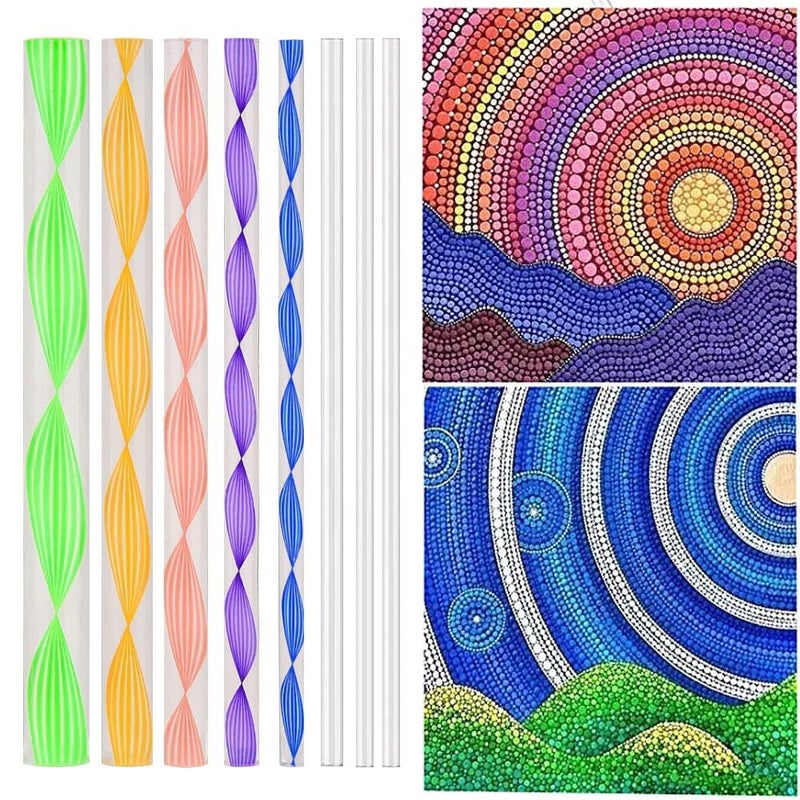 DEZIINE�8pcs Dotting Tools for Rocks Different Size Painting Tools with Mandala Stencils and Paint Pallet Mandala Art One Size Multicolor - Image 5