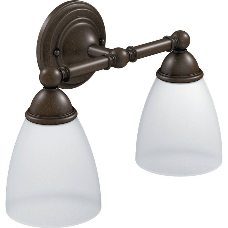 Moen YB2262ORB Brantford 2-Light Dual-Mount Bath Bathroom Vanity Fixture with Frosted Glass, Oil-Rubbed Bronze - Image 1