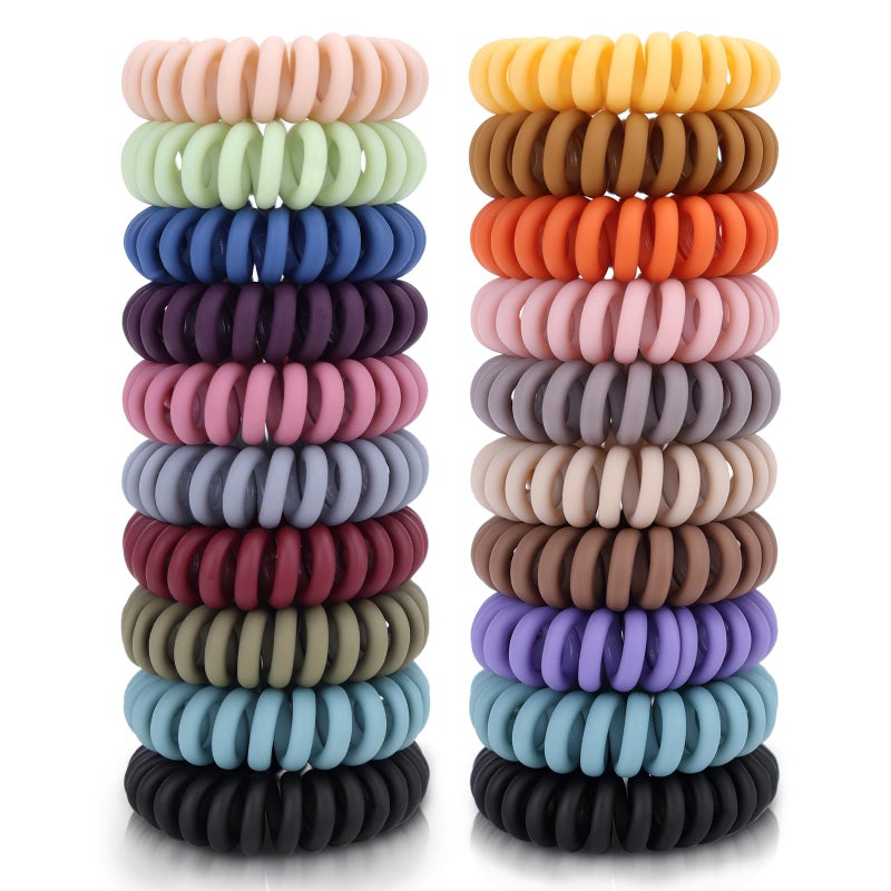 20Pcs Spiral Hair Ties Elastic Hair Ties For Women Girls Matte No Crease Spiral Hair Coils Ponytail Hair Band Telephone Cord Plastic Hair Ties For Thick or Thinning Hair Matte Color 20Pcs