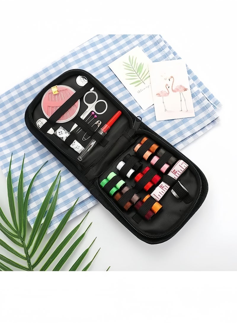 Sewing Kit Zippered Organizer Sew Box, Black, 13.7*13.5*2.5 cm
