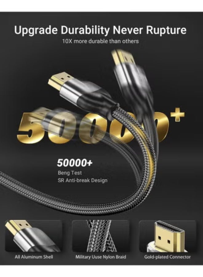 Ultra High-Speed 3FT 8K HDMI Cable - HDMI 2.1, 48Gbps, Supports 8K@60Hz, 4K@120Hz & 4K@144Hz, HDCP 2.2/2.3, ARC/eARC, Premium Braided Cord for HD/HDR/HDTV - Image 2