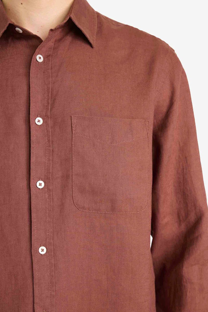 DeFacto Brown Man 100% Linen Shirt Casual - Image 4