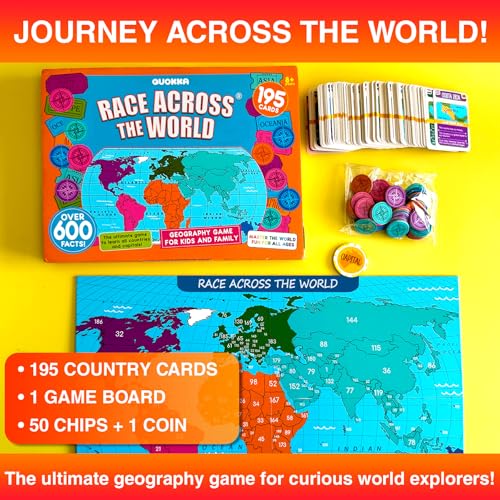QUOKKA Board Games for Kids 812 Family Games for Kids and Adults Journey Across The World Card Game Ages 59 Learn Capitals Flags Facts and Map Locations with 195 World Map Cards - Image 5