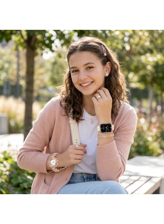 Girls Gift Set 7-in-1 Gold Women Smartwatch Jewelry Gift Set – 2.02" Bluetooth Calling Smart Watch with Dual Straps, Artificial Diamond Ring, Bracelet, Earrings & Necklace Combo - view 4