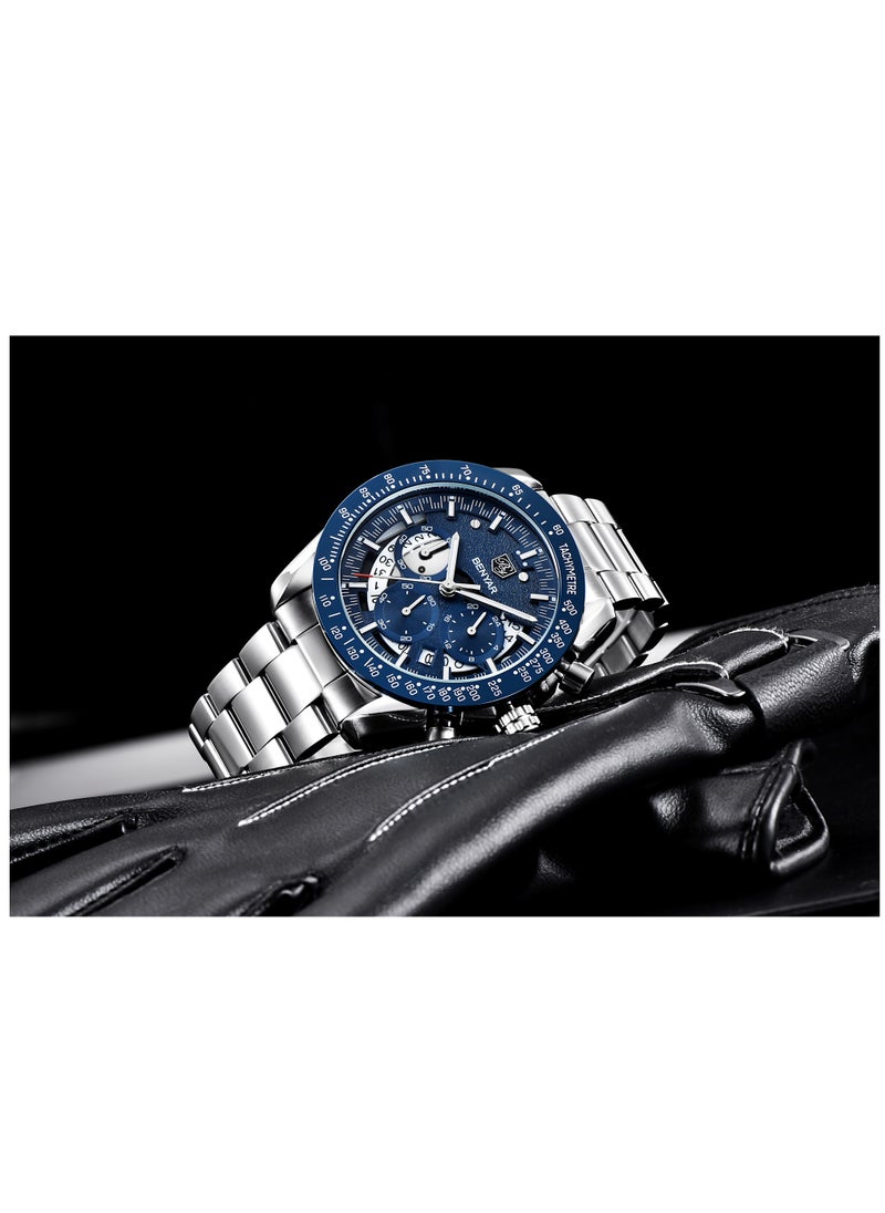 BENYAR - Watches for Men Stainless Steel Quartz Water Resistant Watch  5120 - Image 1