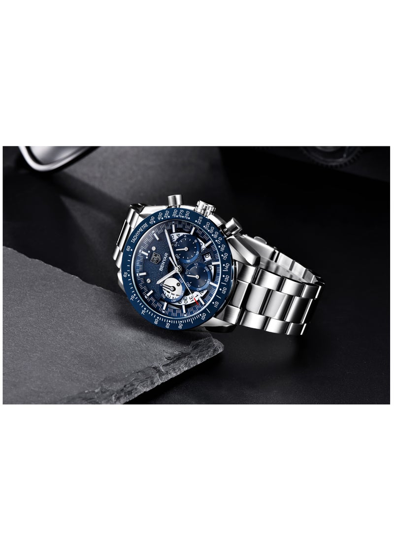 BENYAR - Watches for Men Stainless Steel Quartz Water Resistant Watch  5120 - Image 1
