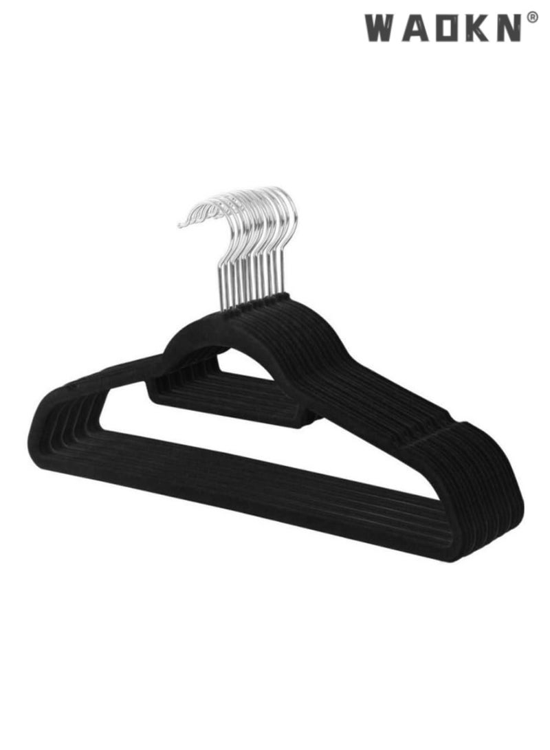 WAOKN 20-Pack Black Non-Slip Velvet Hangers 42cm With 360 Degree Rotatable Hook - Durable & Slim - Non Slip Hangers for Coat Hangers - Pant Hangers - Image 1