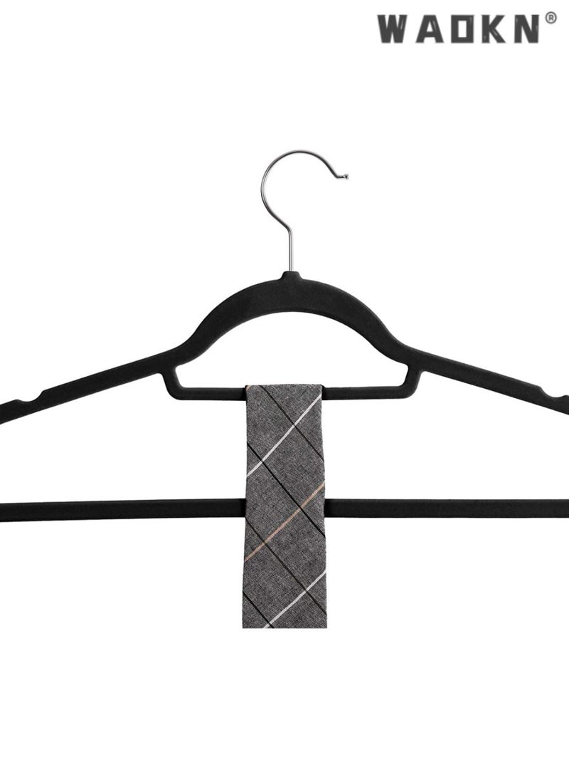 WAOKN 20-Pack Black Non-Slip Velvet Hangers 42cm With 360 Degree Rotatable Hook - Durable & Slim - Non Slip Hangers for Coat Hangers - Pant Hangers - Image 3