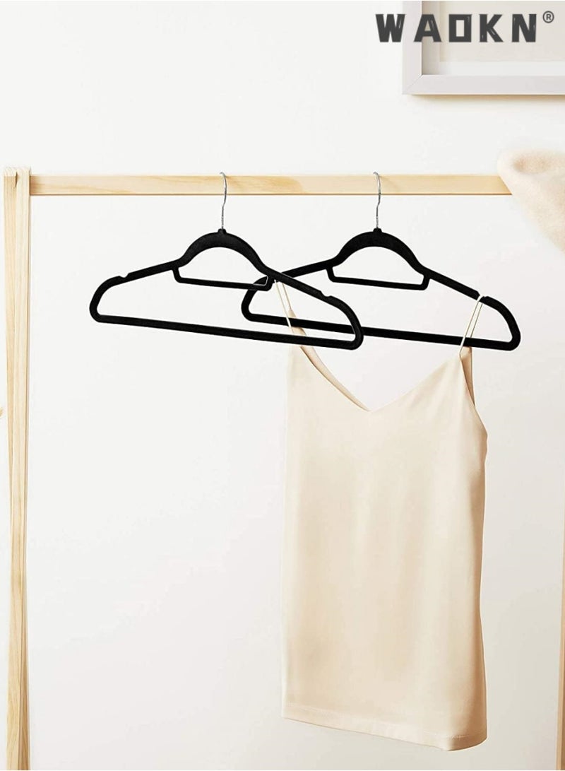 WAOKN 20-Pack Black Non-Slip Velvet Hangers 42cm With 360 Degree Rotatable Hook - Durable & Slim - Non Slip Hangers for Coat Hangers - Pant Hangers - Image 4