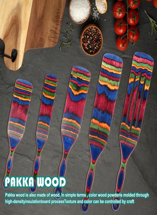 MYRAINBOW Spurtle Set, Wooden Utensils for Cooking, Kitchen Utensils Set, Pakkawood Kitchen Cooking Utensils Set, Apartment Essentials Wood Serving Spatula spoon, Home & kitchen Gift for Women & Men - Image 3