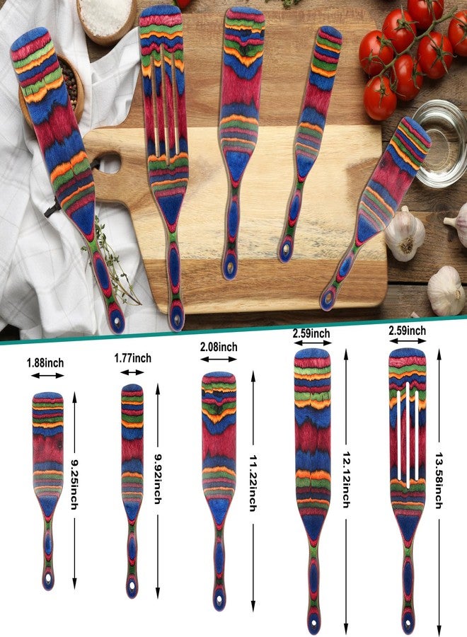 MYRAINBOW Spurtle Set, Wooden Utensils for Cooking, Kitchen Utensils Set, Pakkawood Kitchen Cooking Utensils Set, Apartment Essentials Wood Serving Spatula spoon, Home & kitchen Gift for Women & Men - Image 2