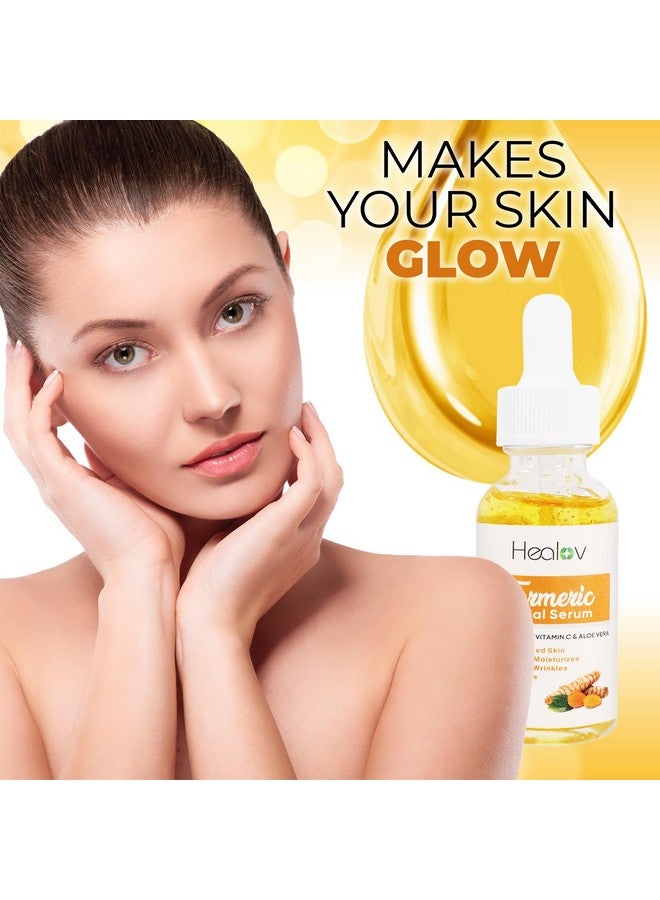 Herblov Turmeric Serum For Face & Body - All Natural Turmeric Skin Brightening Serum For Spots - Turmeric Facial Repair Serum Cleanses Skin, Fights Acne - Pure Turmeric Oil Skincare For All Skin Types - Image 3