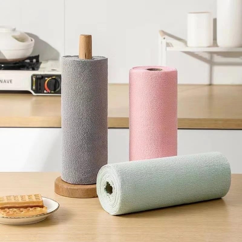 ATIRAMANIYA Microfiber Towels on Roll - Reusable Tear-Off Cleaning Cloths for Home, Kitchen, Garage & Auto Detailing (25 x 25 cm, Multicolor) | 30 Pack - Image 1